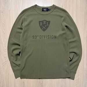 Double RL RRL 93rd Division Crewneck Long Sleeve Waffle Knit Shirt Mens Medium